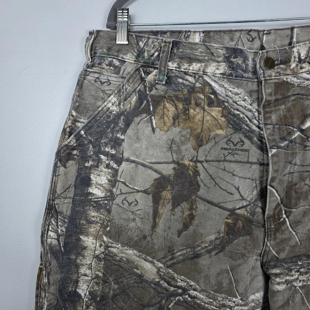 Carhartt x Realtree USA VINTAGE Canvas Camo Work 40x30 Cotton Made B235977